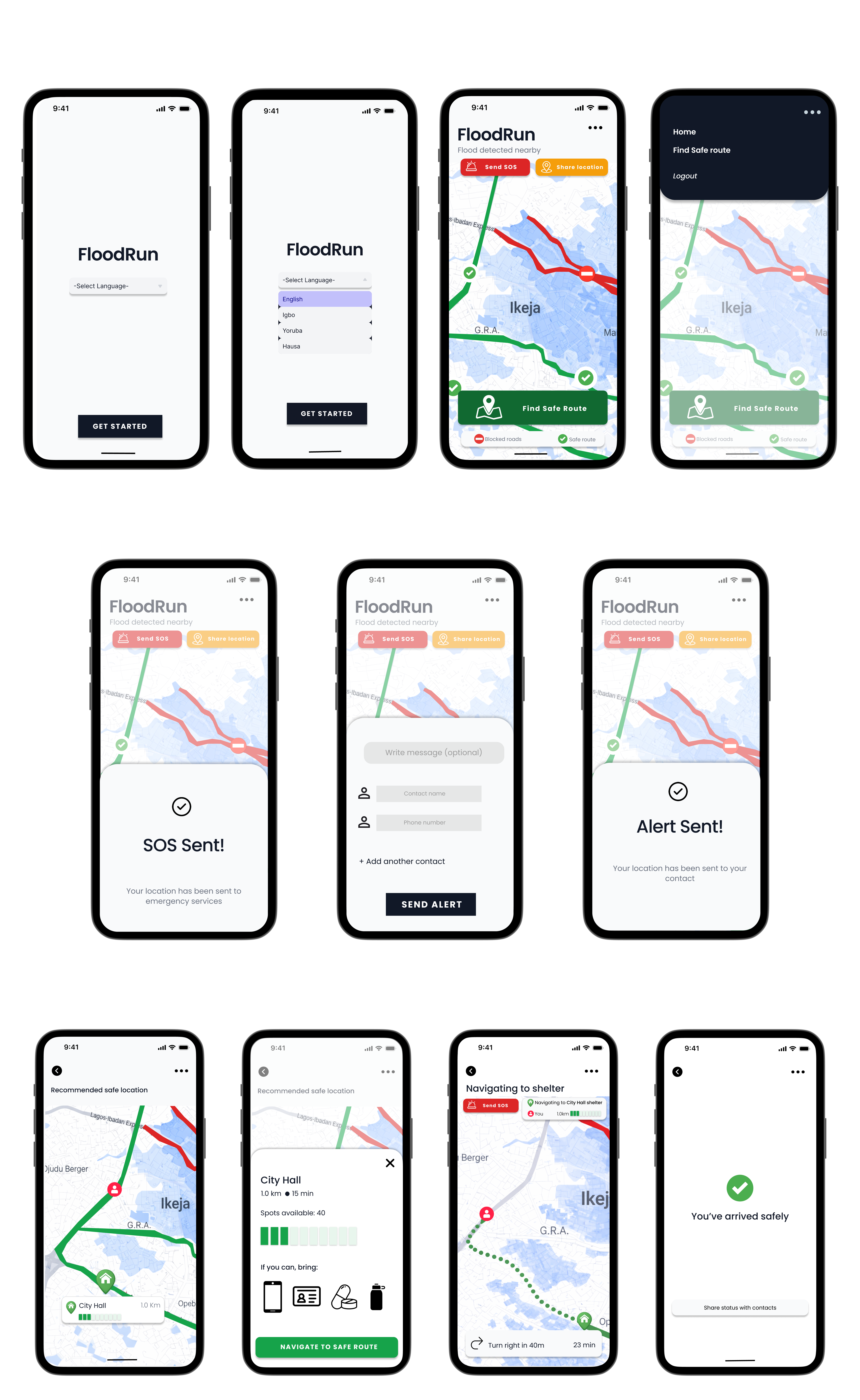 All final FloodRun screens